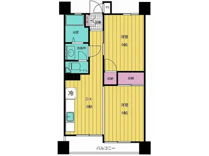 メゾン太陽(2DK/11階)の間取り写真