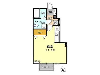 プチ ブレジオ(ワンルーム/1階)の間取り写真