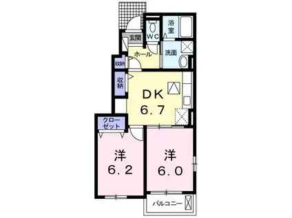 ルミノッサA(2DK/1階)の間取り写真