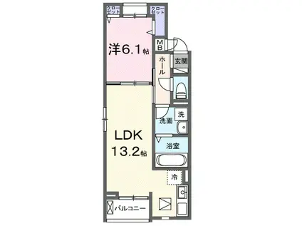 リビオ MIYABI(1LDK/1階)の間取り写真