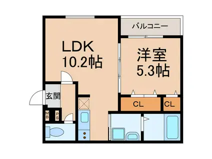 フジパレス東釘貫丁(1LDK/3階)の間取り写真
