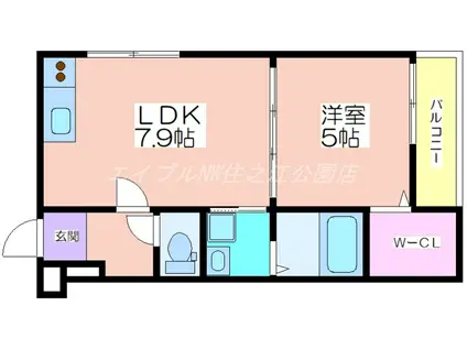 フジパレス沢ノ町駅南(1DK/3階)の間取り写真