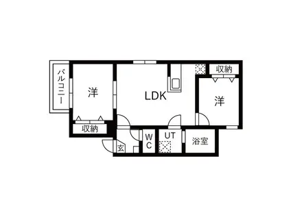 LA VITA都府楼前駅(2LDK/2階)の間取り写真