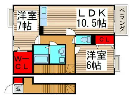 トップV(2LDK/2階)の間取り写真