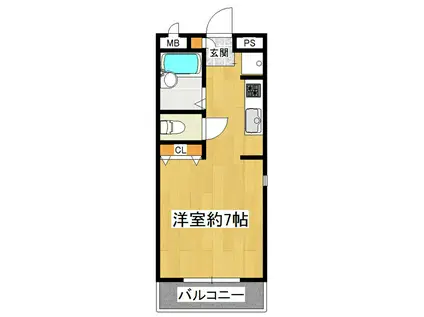 ベルデンスひたちの(1K/3階)の間取り写真