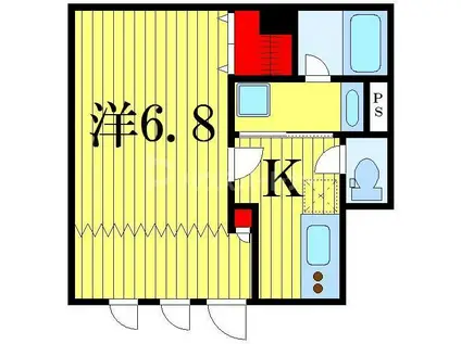 アリュイッテ柴又(1K/1階)の間取り写真