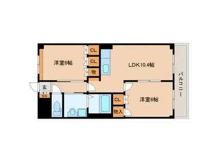 ラ・ポーラ滝川I(2LDK/3階)の間取り写真