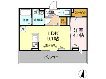 PARC ONAHAMA(1LDK/2階)の間取り写真