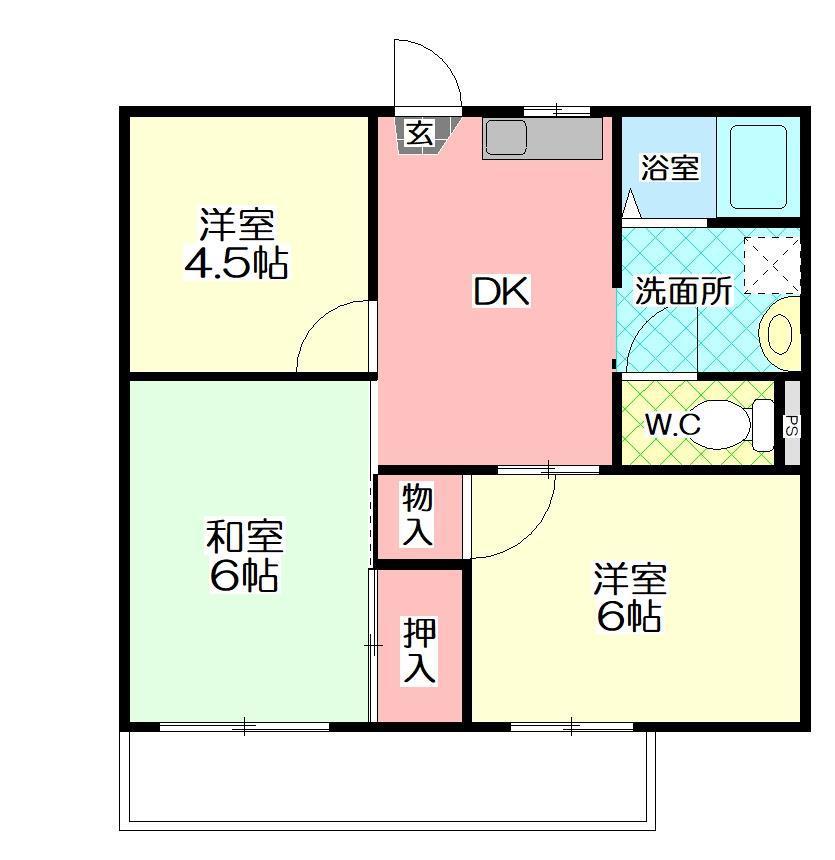 フォーブルNON(3DK/2階)の間取り写真