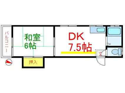 ハイツ山田(1DK/1階)の間取り写真