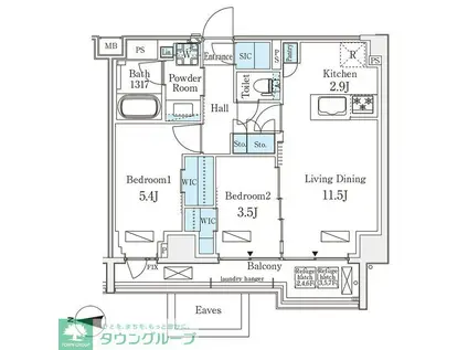 ベルファース錦糸町(2LDK/7階)の間取り写真