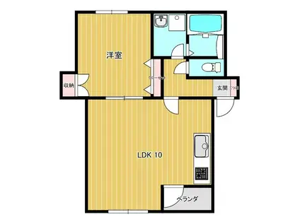 クレッセントコート(1LDK/2階)の間取り写真