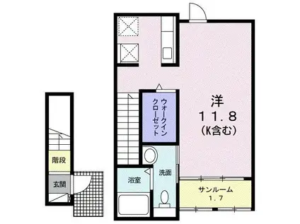 マーキュリーII(ワンルーム/2階)の間取り写真