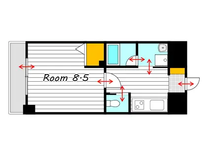 グランスクエア岡山駅西(1K/2階)の間取り写真