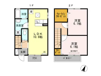 ルミエール 柳津(2LDK/1階)の間取り写真