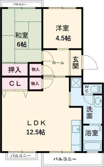 コーポ鳥山(2LDK/3階)の間取り写真
