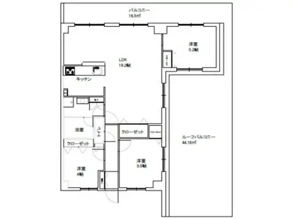 ジュリオ東野町(3LDK/5階)の間取り写真