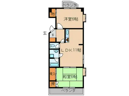 オーベスト(2LDK/4階)の間取り写真