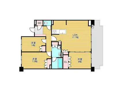 ザ・ライオンズ池田C棟(3LDK/2階)の間取り写真