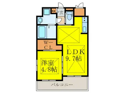 ノルデンハイム江坂III(1LDK/12階)の間取り写真