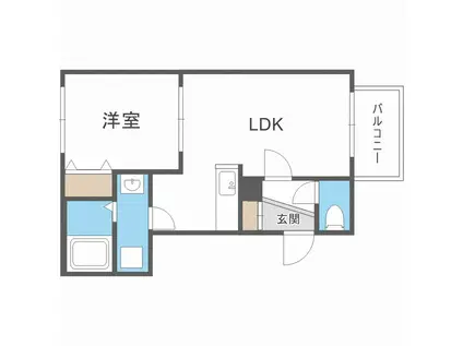 パークウエストA(1LDK/4階)の間取り写真