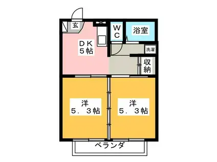 ヒルズTAKI 6(2DK/1階)の間取り写真