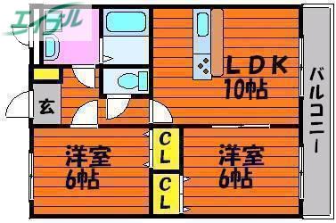パーチェ・青江(2LDK/1階)の間取り写真