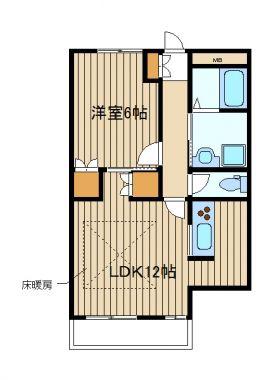 富士見台大沢ビル(1LDK/4階)の間取り写真