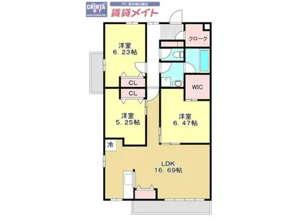 GARDEN HOUSE 大谷町II(3LDK/3階)の間取り写真