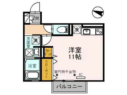 ルミエール バルゴ(ワンルーム/1階)の間取り写真