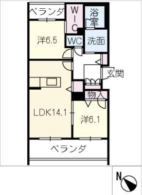 ヴィアソーレ(2LDK/2階)の間取り写真