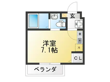 ヴィラディアス横浜IV(ワンルーム/2階)の間取り写真