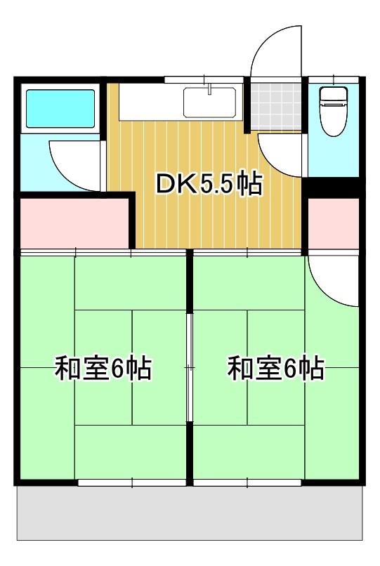 コーポ米津(2DK/1階)の間取り写真