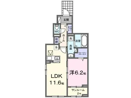 サン・シーロ I(1LDK/1階)の間取り写真
