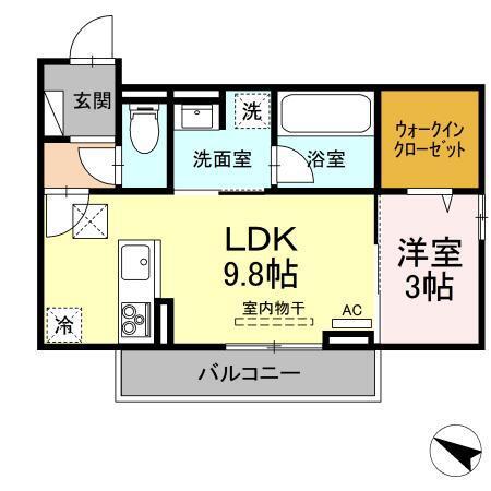 キャトル・セゾン(1LDK/1階)の間取り写真