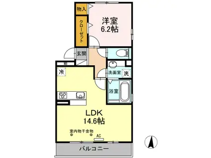 ジューンベリー(1LDK/1階)の間取り写真