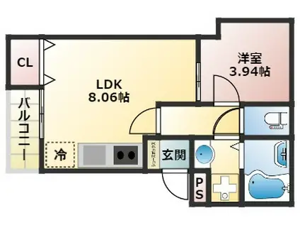 SELENE熊西(1LDK/2階)の間取り写真