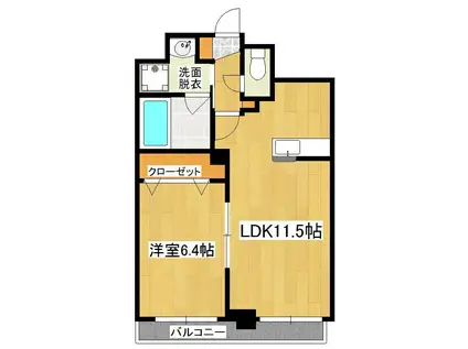 グランドスカイ上之園(1LDK/5階)の間取り写真