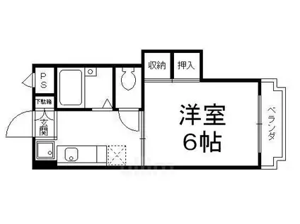 ハイツ北芳(1K/2階)の間取り写真