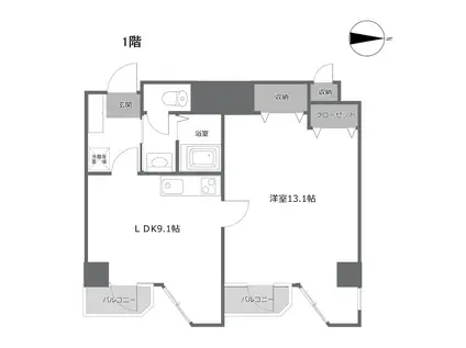 ウィンベル東館(1LDK/2階)の間取り写真