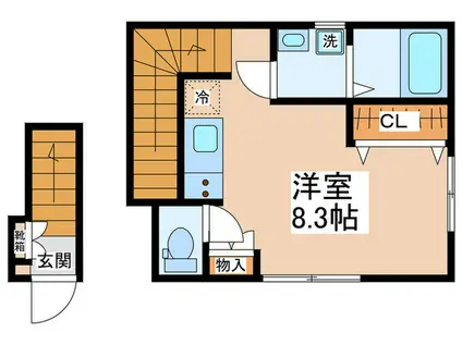 WHITE(ワンルーム/2階)の間取り写真