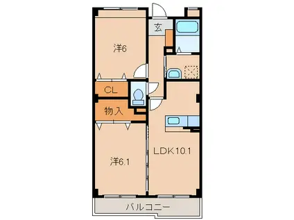 リヴェール栄谷(2LDK/1階)の間取り写真