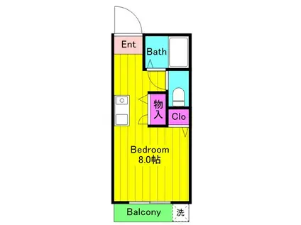 YSヴィラ調布(ワンルーム/2階)の間取り写真
