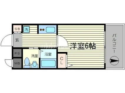 エグゼ難波南(1K/9階)の間取り写真