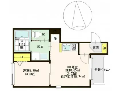 旭HOUSE(1DK/1階)の間取り写真