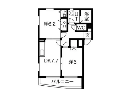 TRINITY(2DK/2階)の間取り写真