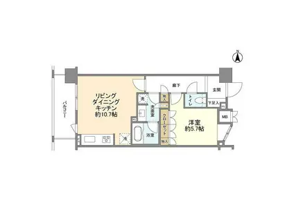 グランスイート ラ・ヴィル(1LDK/8階)の間取り写真