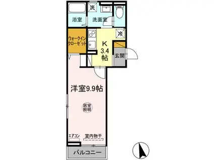 グランセレスタA(1K/3階)の間取り写真