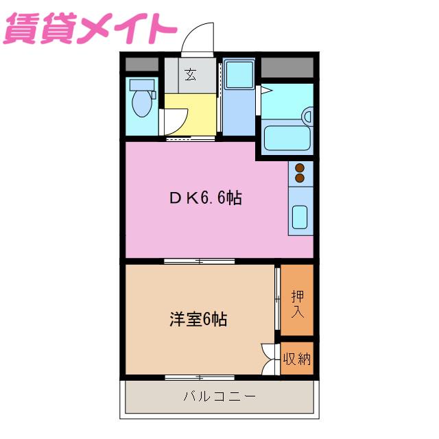 サンヒルズ鈴鹿(1DK/1階)の間取り写真