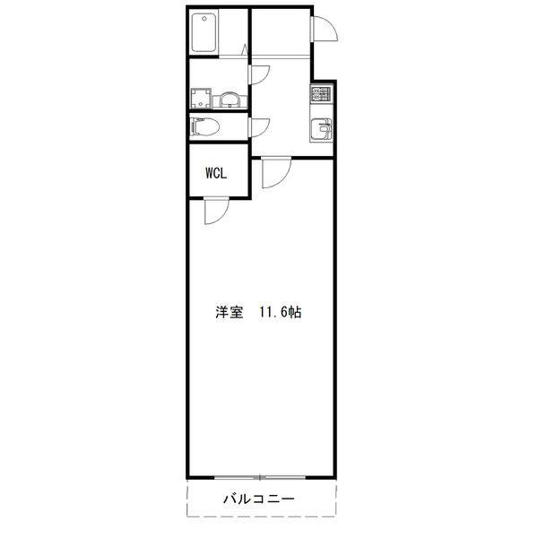 FELIZ羽倉崎(1K/3階)の間取り写真